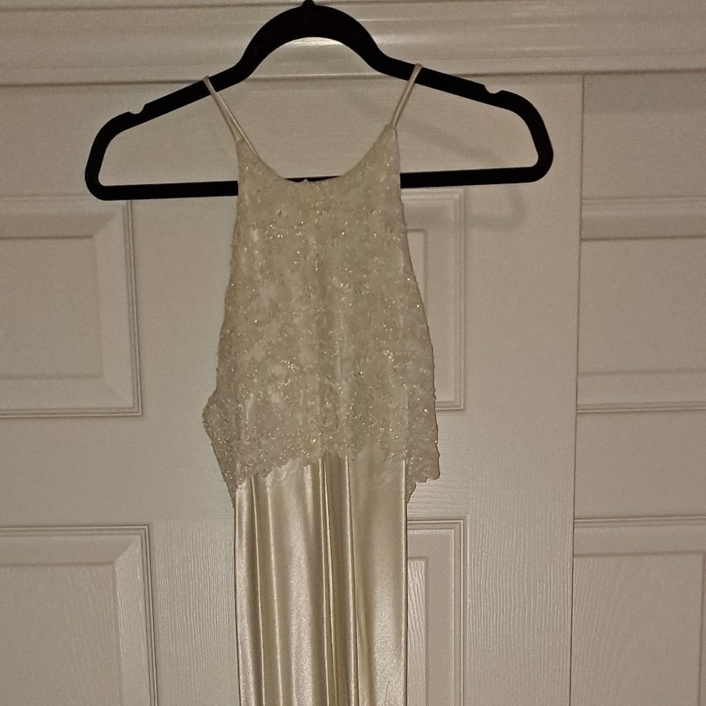 Roberta -  Cream Lace Strappy Racer Back Dress